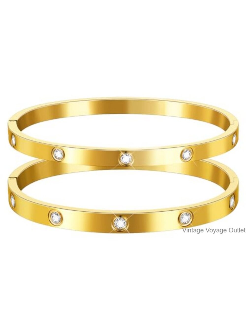 14k Gold Plated Bangle Bracelet Set Stainless Steel Twist Cuff Stackable Gift
